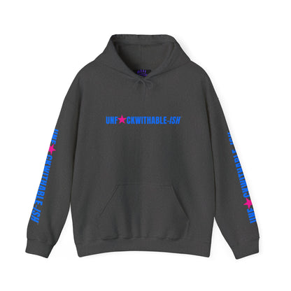 UNF★CKWITHABLE-ISH™ Unisex Hoodie, Graphic Sleeves Hot Pink/Electric Blue Edition