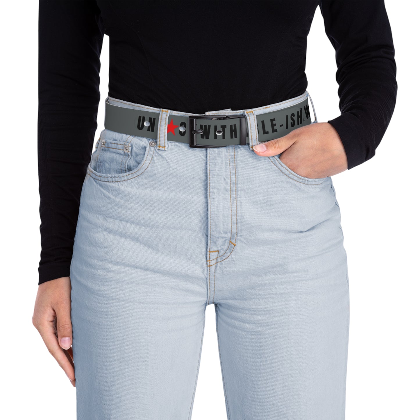 UNF★CKWITHABLE-ISH™ Belt Gun Metal Grey, Black/Red Star