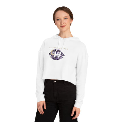 Women's Streetwear Style Cropped Hoodie, Classy Smart-Ass Leopard Lips