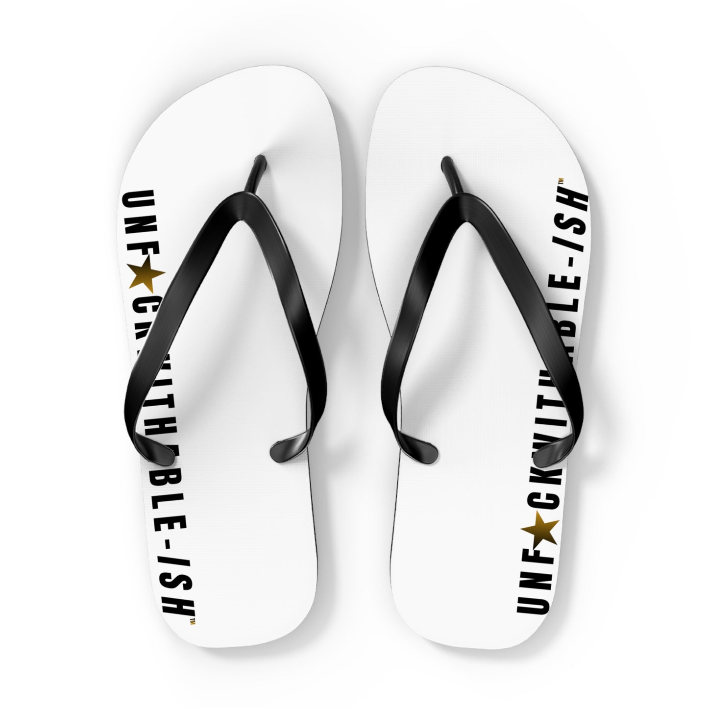 UNF★CKWITHABLE-ISH™ Flip Flops Black/Yellow-ish Black Star