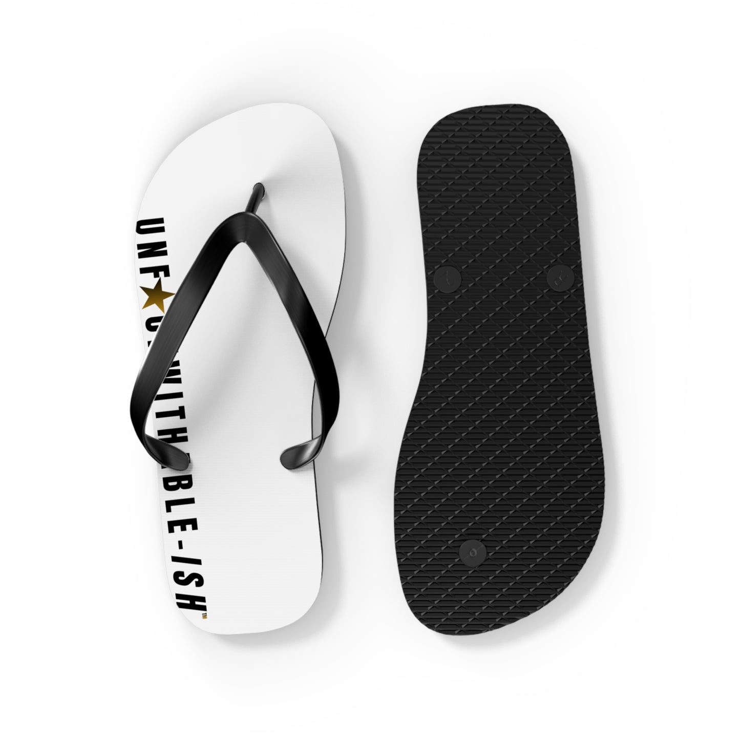 UNF★CKWITHABLE-ISH™ Flip Flops Black/Yellow-ish Black Star