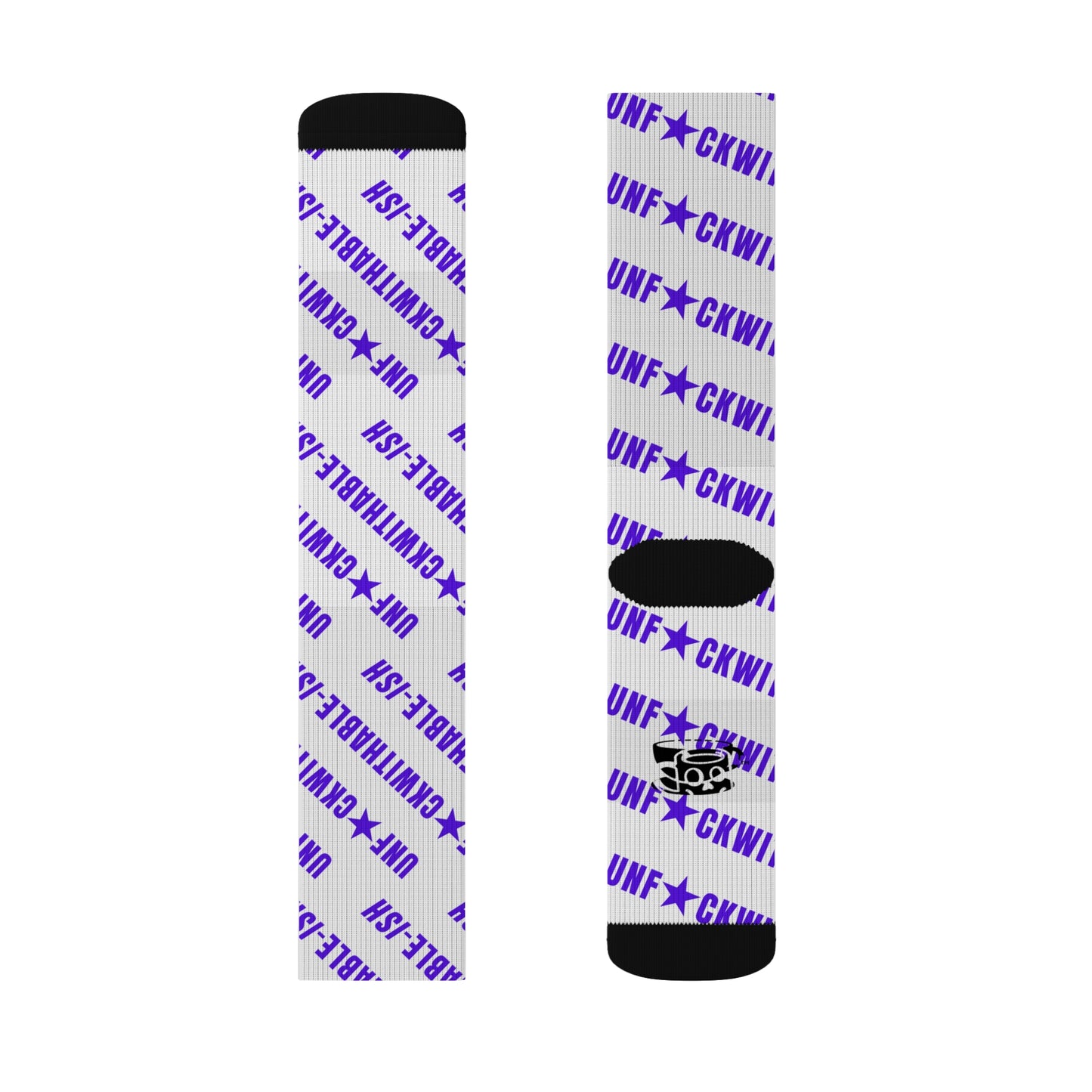UNF★CKWITHABLE-ISH White & Purple Recycled Poly Crew Socks