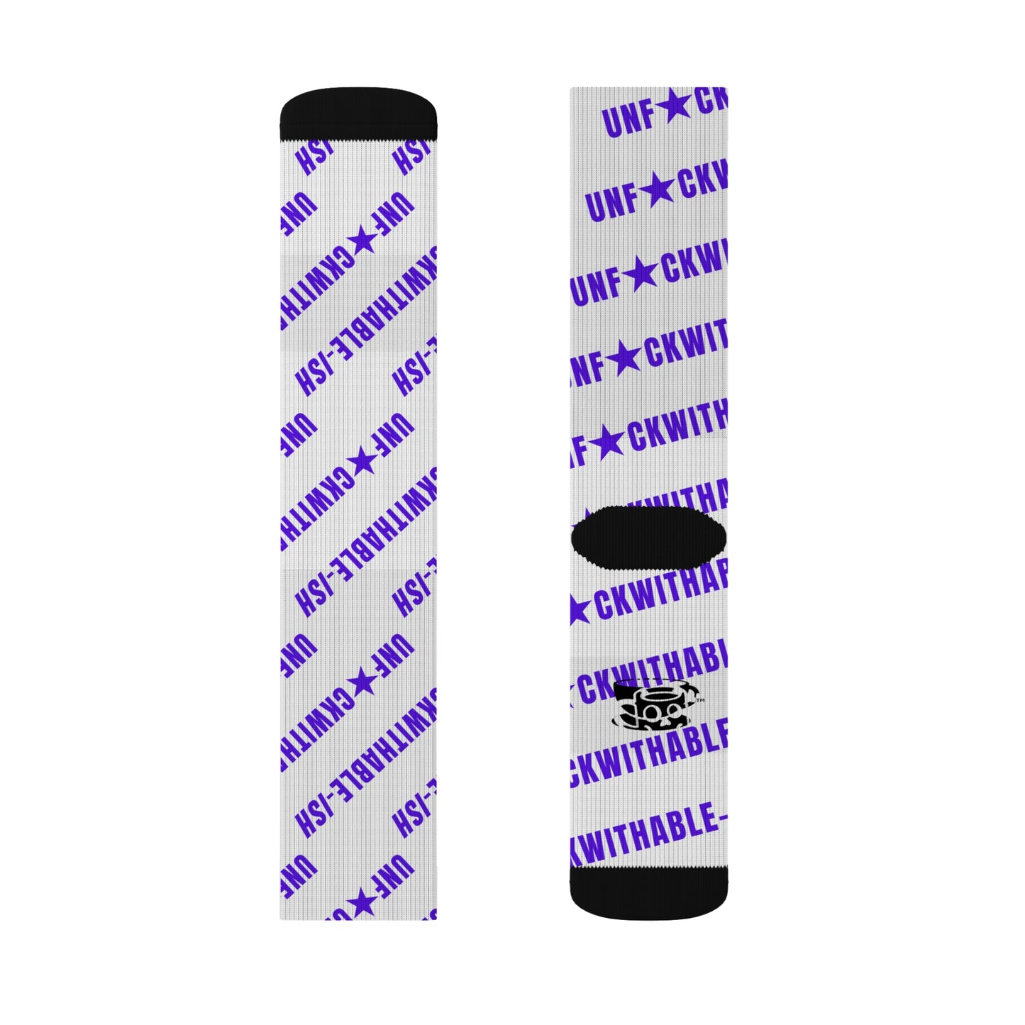 UNF★CKWITHABLE-ISH White & Purple Recycled Poly Crew Socks