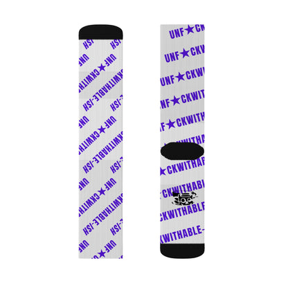 UNF★CKWITHABLE-ISH White & Purple Recycled Poly Crew Socks