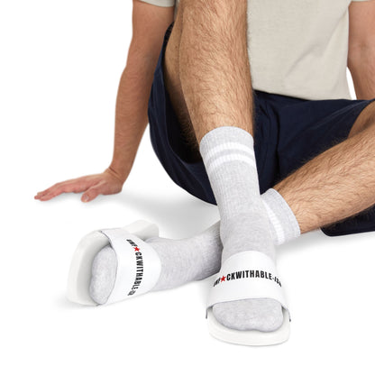 UNF★CKWITHABLE-ISH™ Men's Adjustable Slides White/ Red Star
