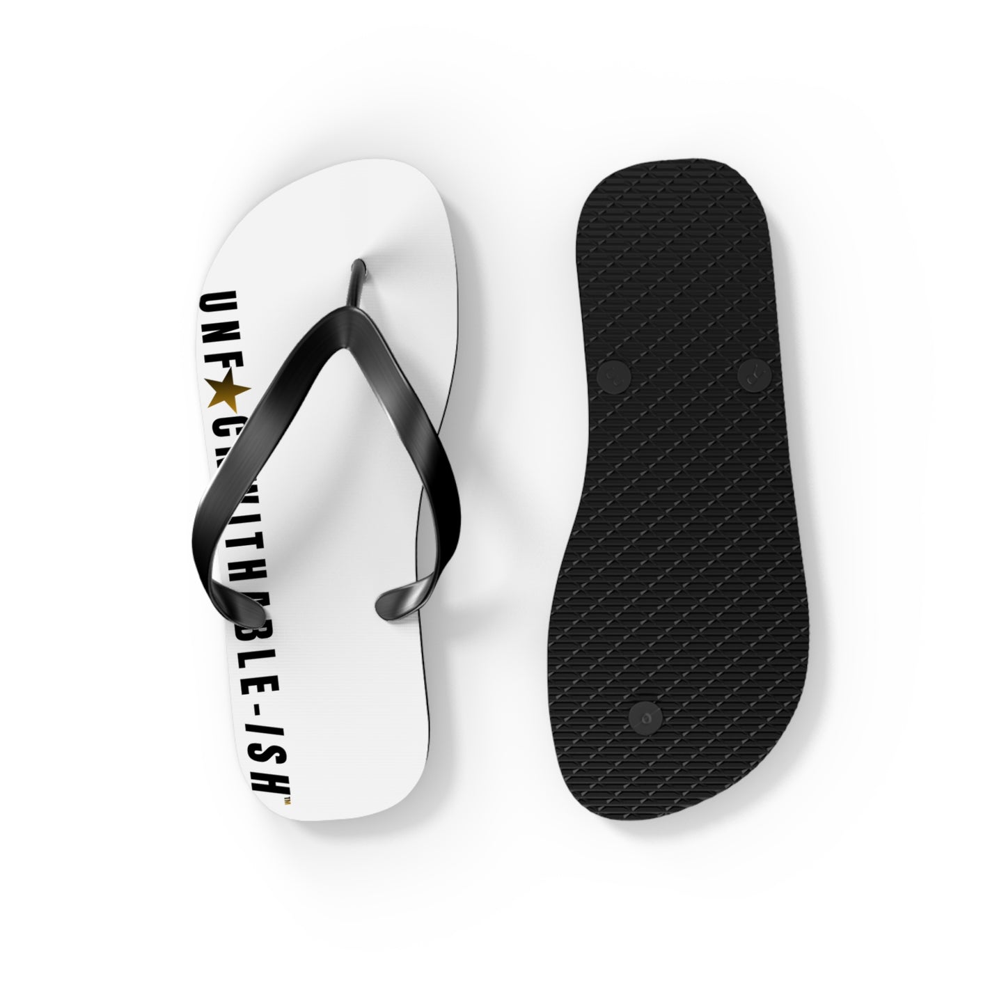 UNF★CKWITHABLE-ISH™ Flip Flops Black/Yellow-ish Black Star