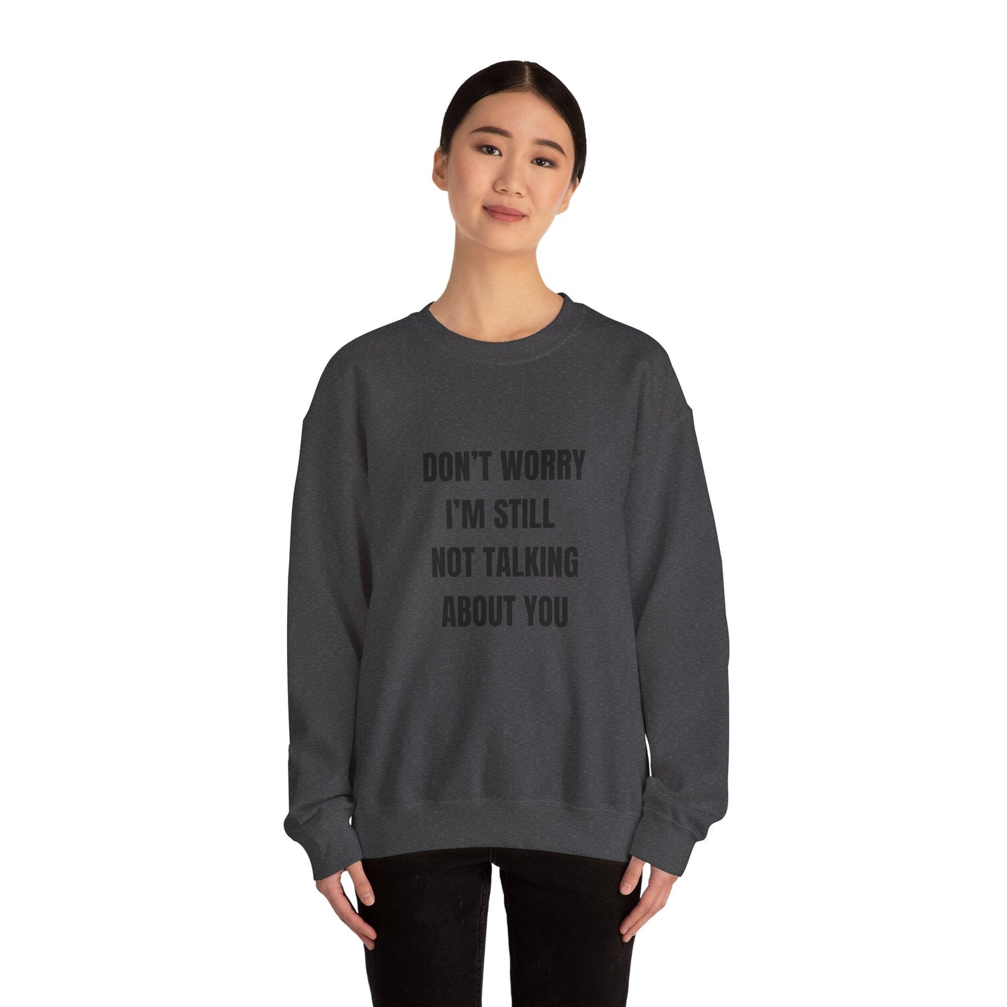 Funny Crewneck Sweatshirt, Don't Worry I'm Still Not Talking About You Printify