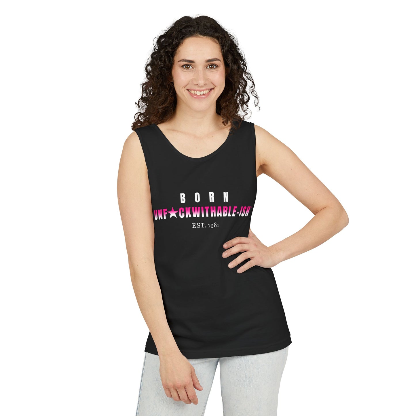 UNF★CKWITHABLE-ISH™ Women's Loose Streetwear Tank, Customizable "Est date"