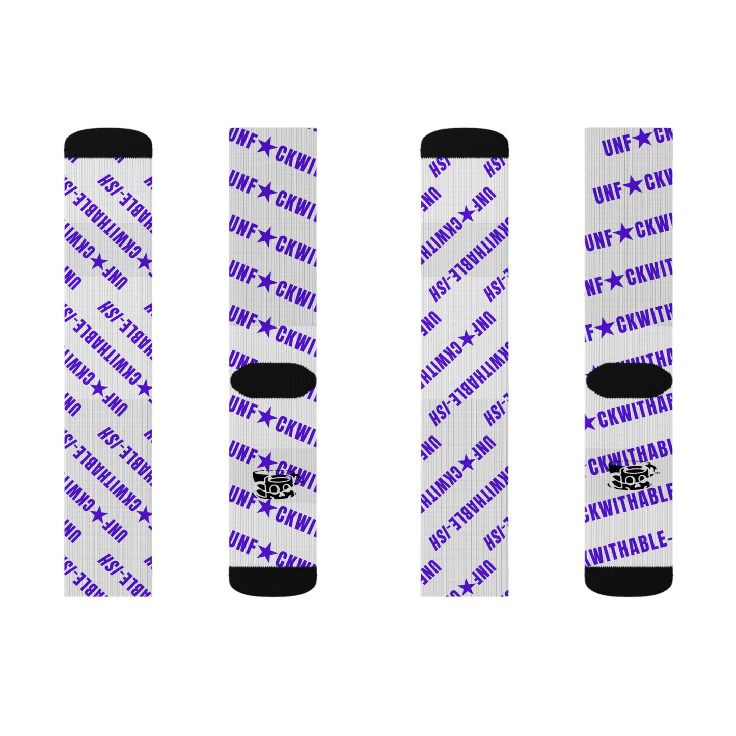 UNF★CKWITHABLE-ISH White & Purple Recycled Poly Crew Socks