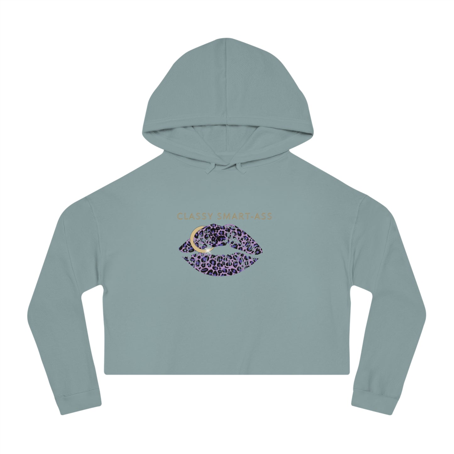 Women's Streetwear Style Cropped Hoodie, Classy Smart-Ass Leopard Lips