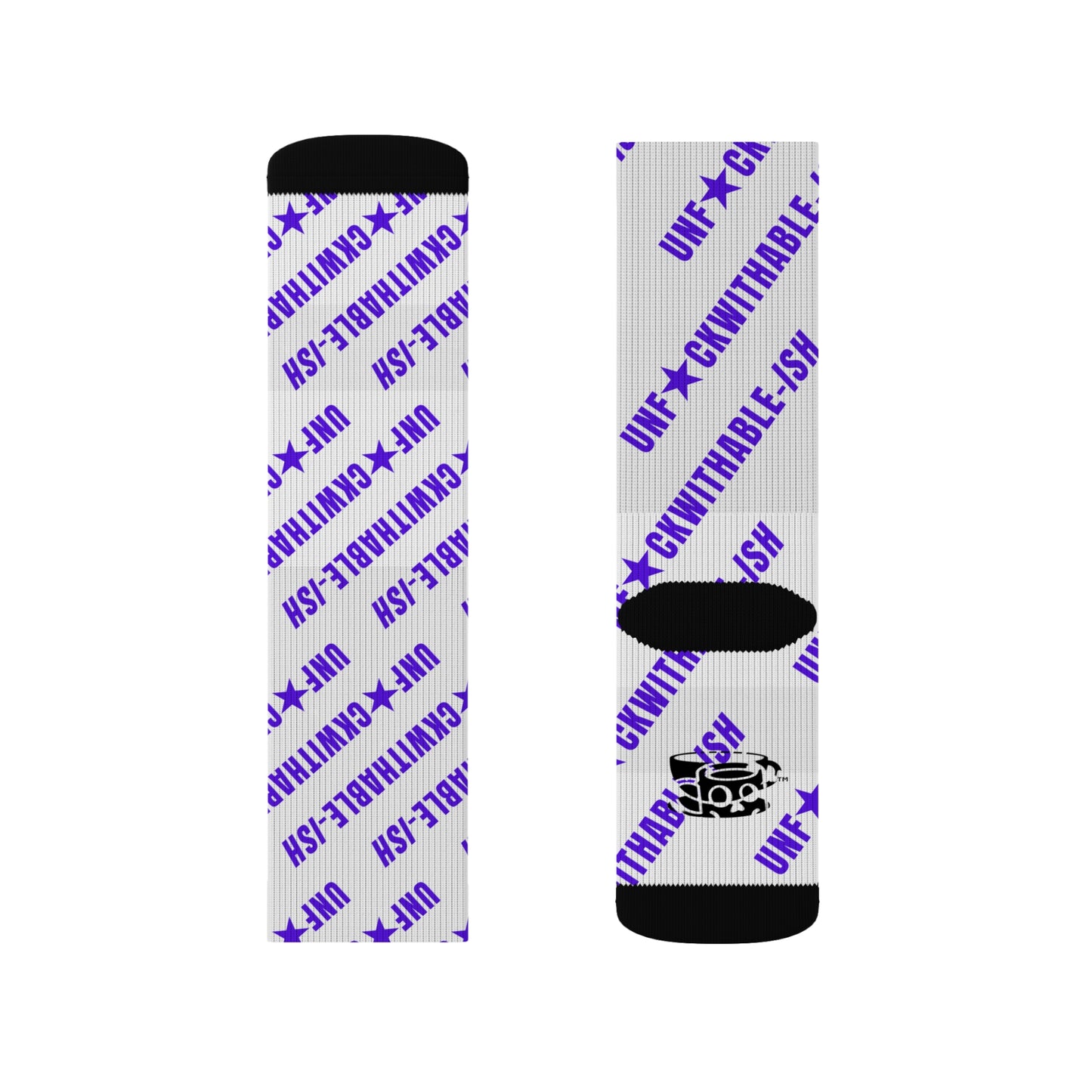 UNF★CKWITHABLE-ISH White & Purple Recycled Poly Crew Socks