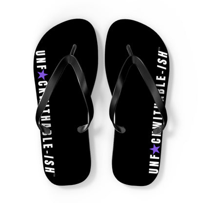 UNF★CKWITHABLE-ISH™ Flip Flops Black, White/Purple Star