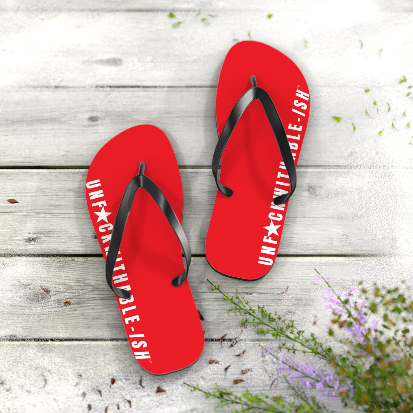 UNF★CKWITHABLE-ISH™ Flip Flops Red, White Star