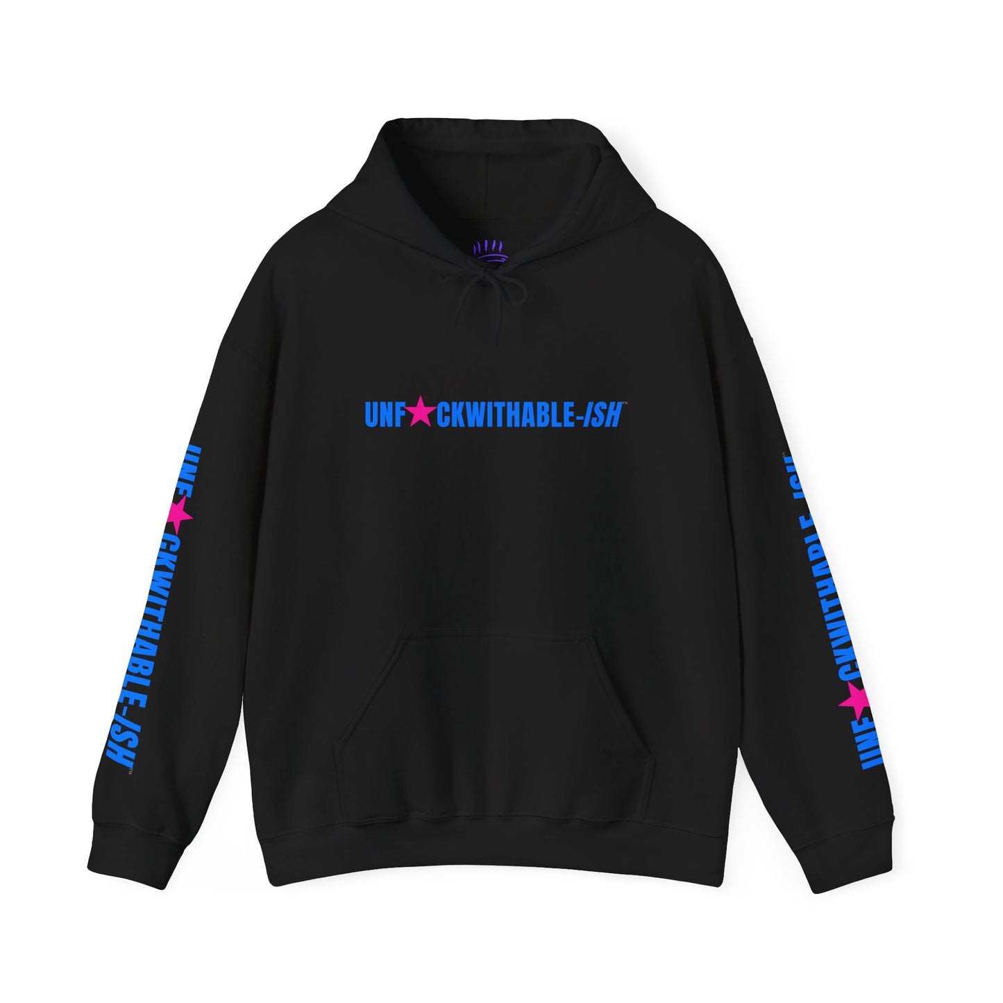 UNF★CKWITHABLE-ISH™ Unisex Hoodie, Graphic Sleeves Hot Pink/Electric Blue Edition
