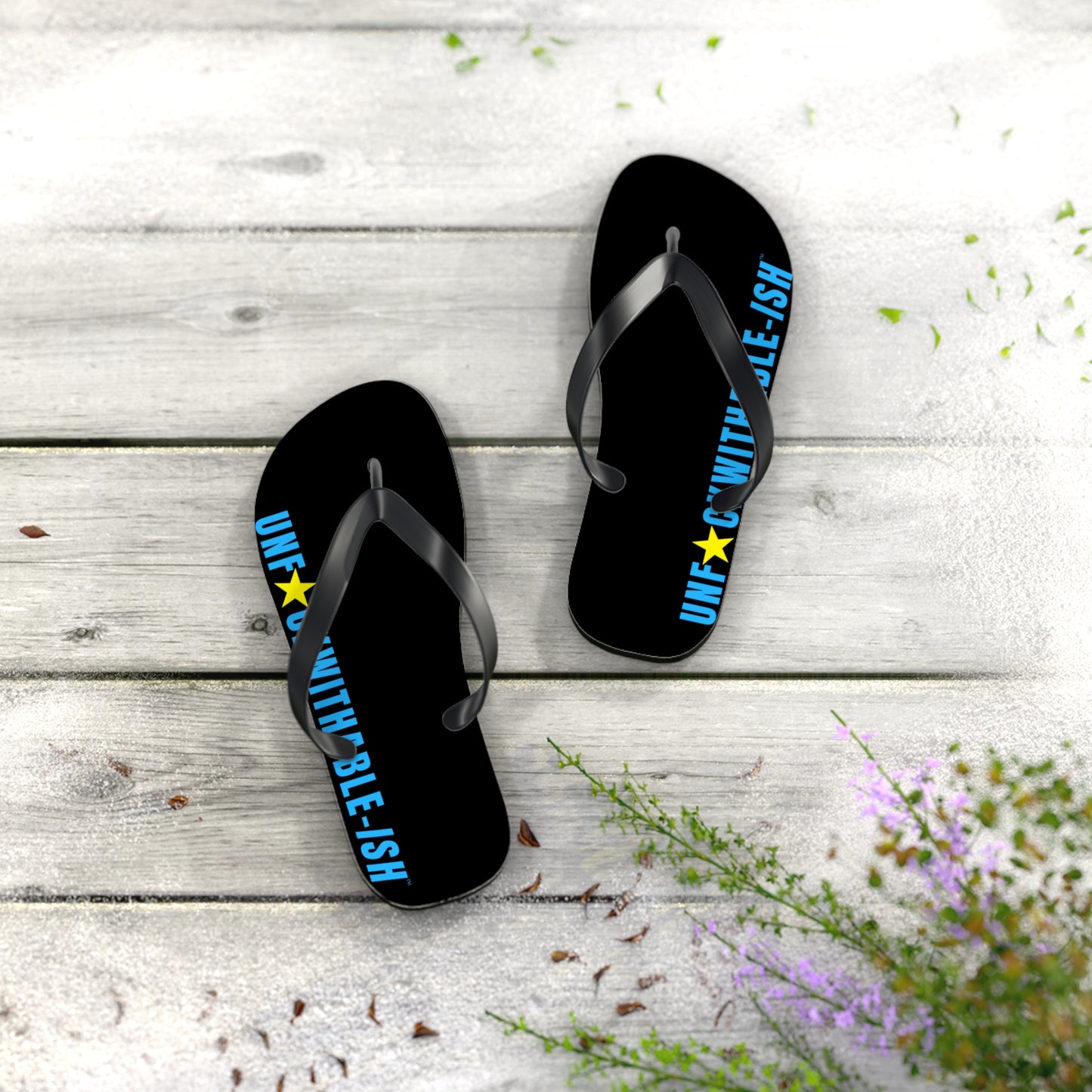 UNF★CKWITHABLE-ISH™ Flip Flops, BlackTeal/Yellow Star
