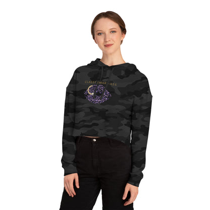 Women's Streetwear Style Cropped Hoodie, Classy Smart-Ass Leopard Lips