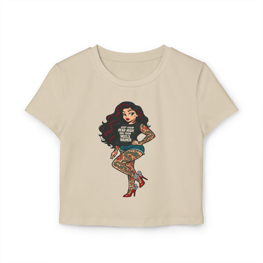 Rebel Tattoo Babe Crop Top Tee – Hold Your Head High, Heels Higher