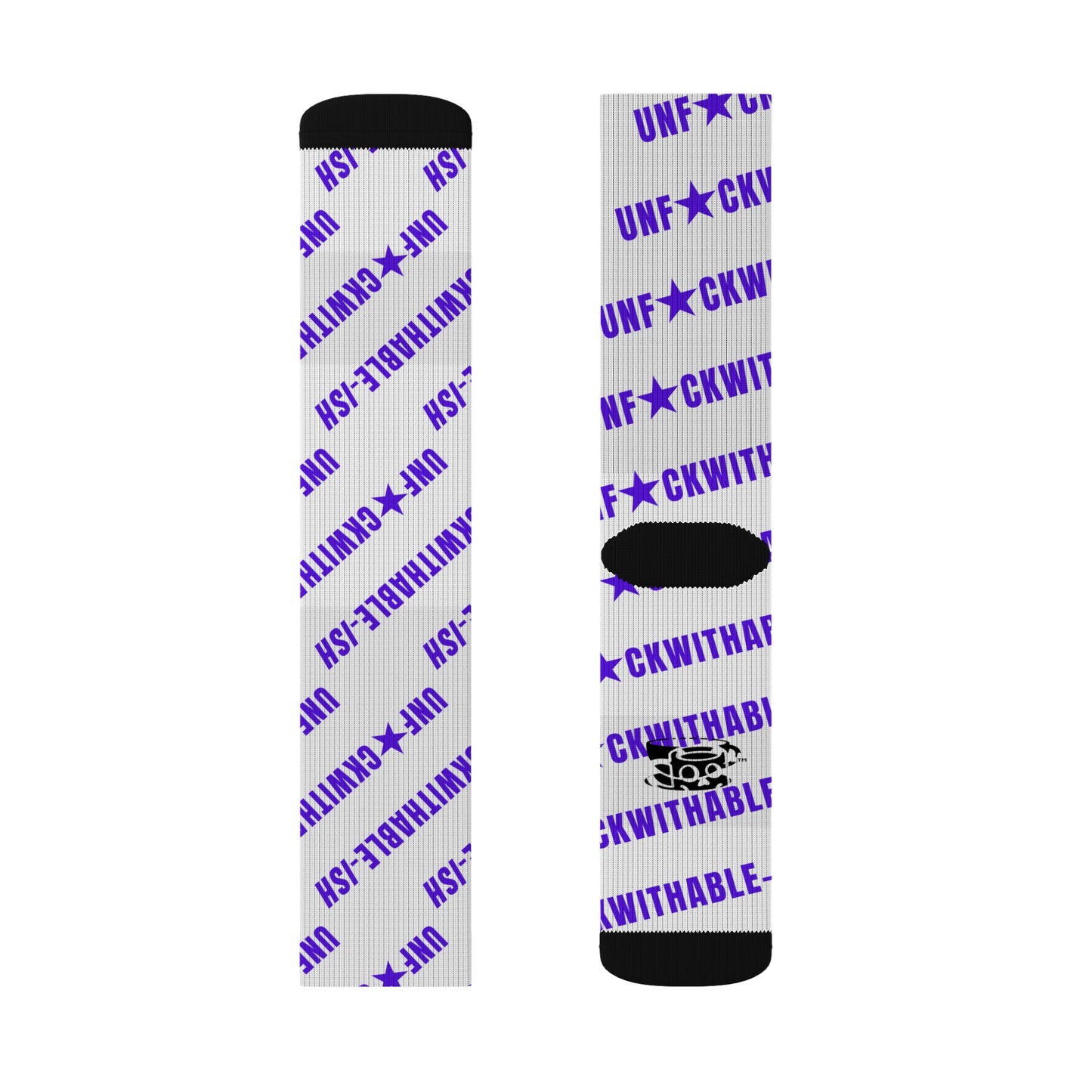 UNF★CKWITHABLE-ISH White & Purple Recycled Poly Crew Socks