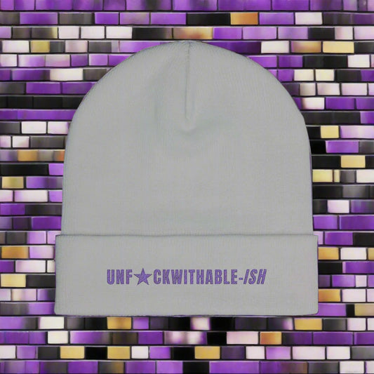 unfuckwithable-ish rebel streetwear knit embroidery beanie grey