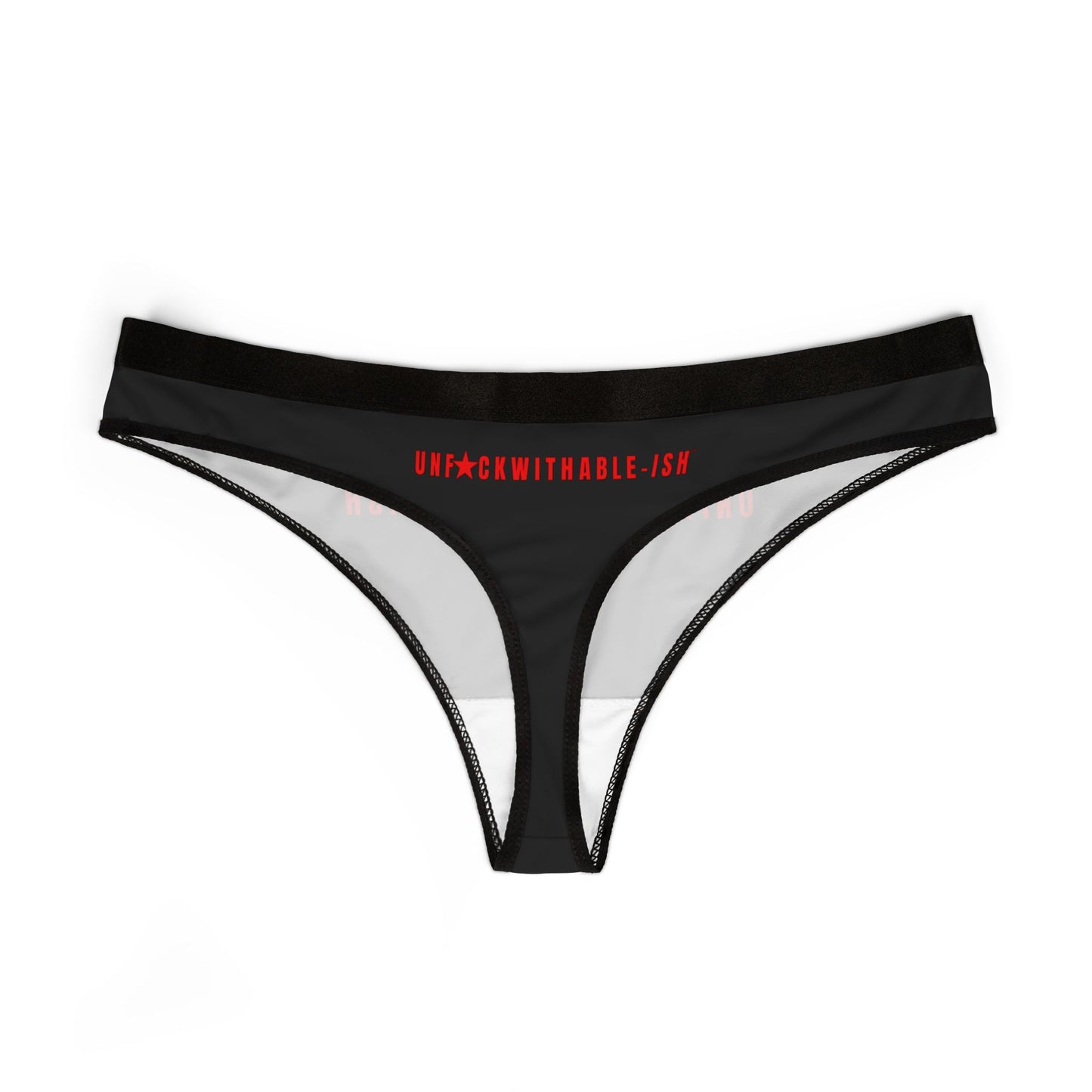 UNF★CKWITHABLE-ISH™ Low-Rise Thong — Black with Red Text, Valentine Edition