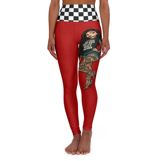 Rebel Tattoo Babe High-Waisted Leggings, Keep Your Head High, Heels Higher