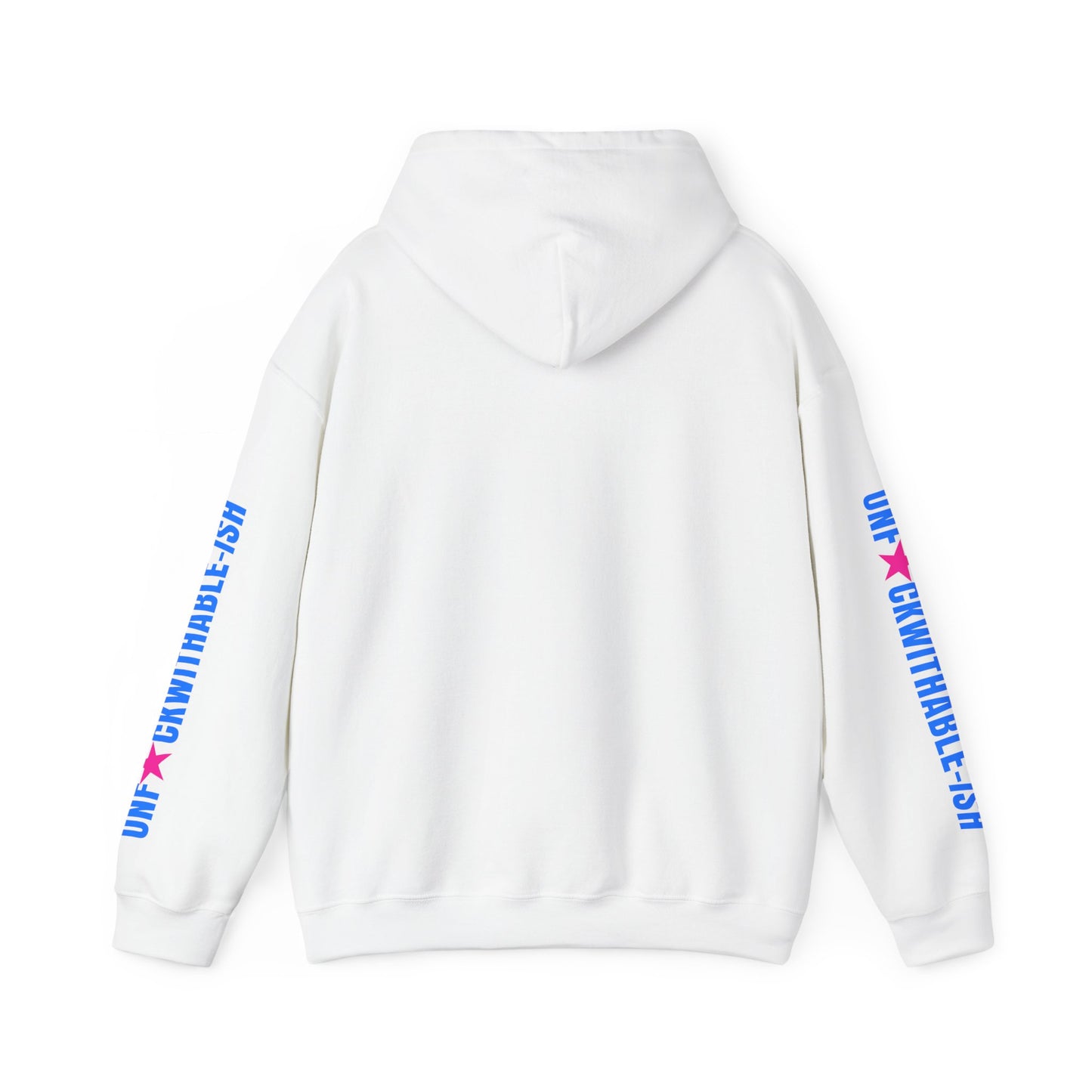 UNF★CKWITHABLE-ISH™ Unisex Hoodie, Graphic Sleeves Hot Pink/Electric Blue Edition