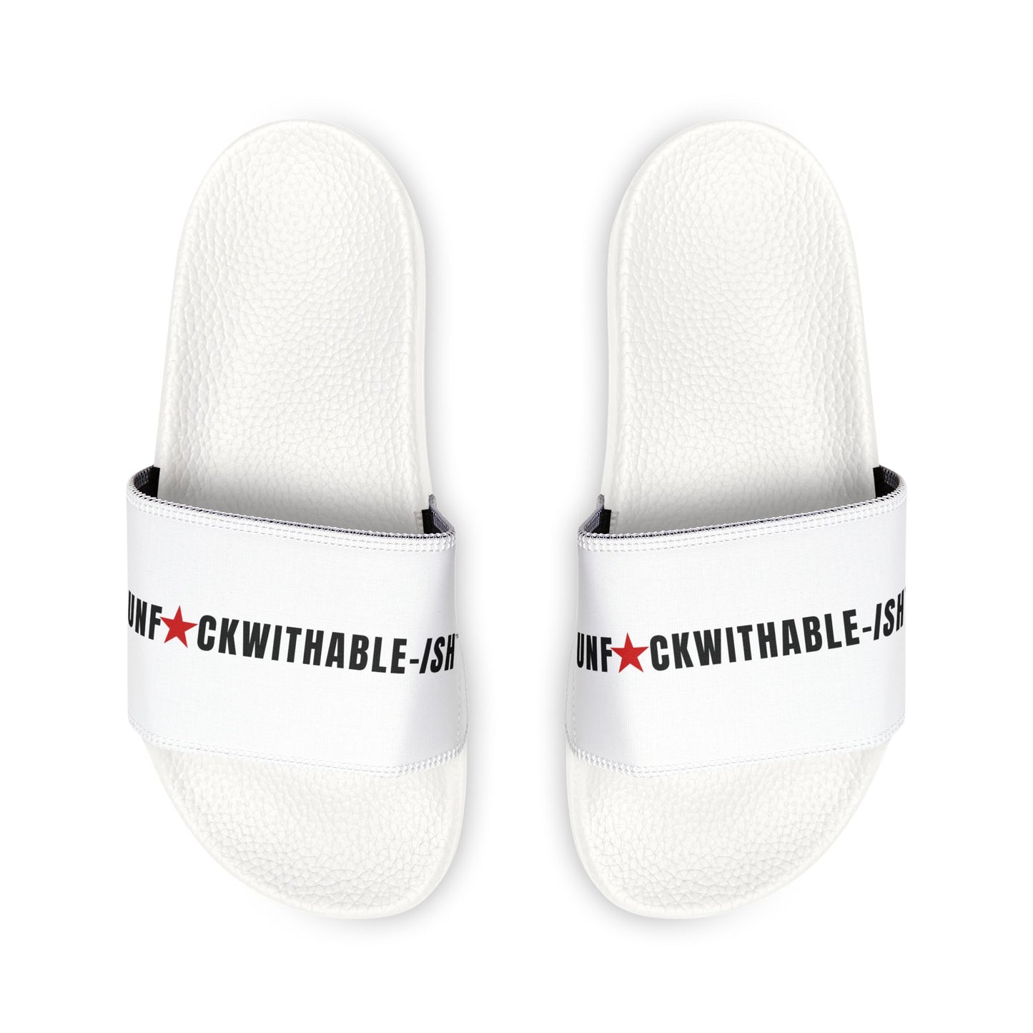 UNF★CKWITHABLE-ISH™ Men's Adjustable Slides White/ Red Star