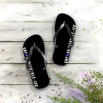 UNF★CKWITHABLE-ISH™ Flip Flops Black, White/Purple Star