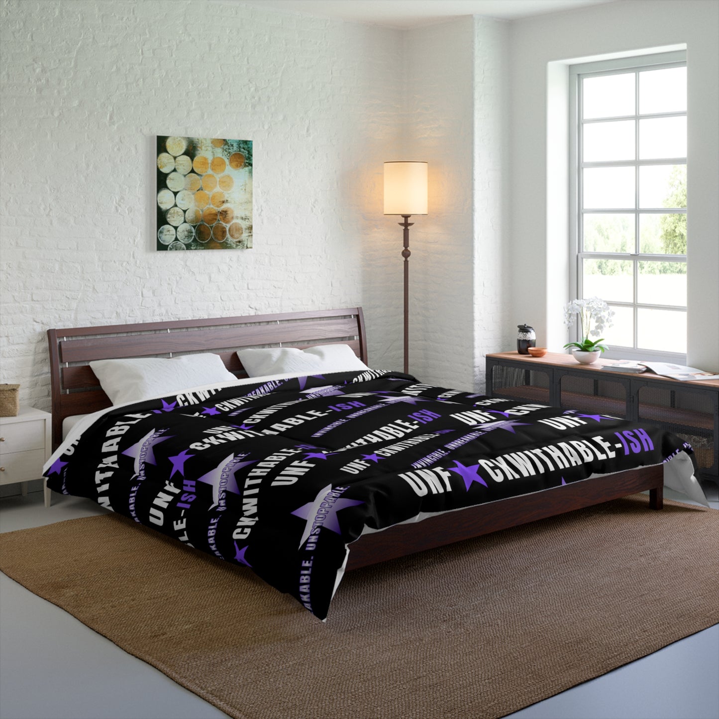UNF★CKWITHABLE-ISH™ Chic Full-size Comforter, Purple Star/ Black