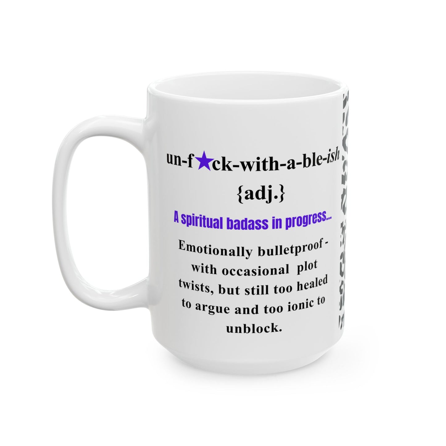 UNF★CKWITHABLE-ISH Mug, Recovery Definition with Leopard Print