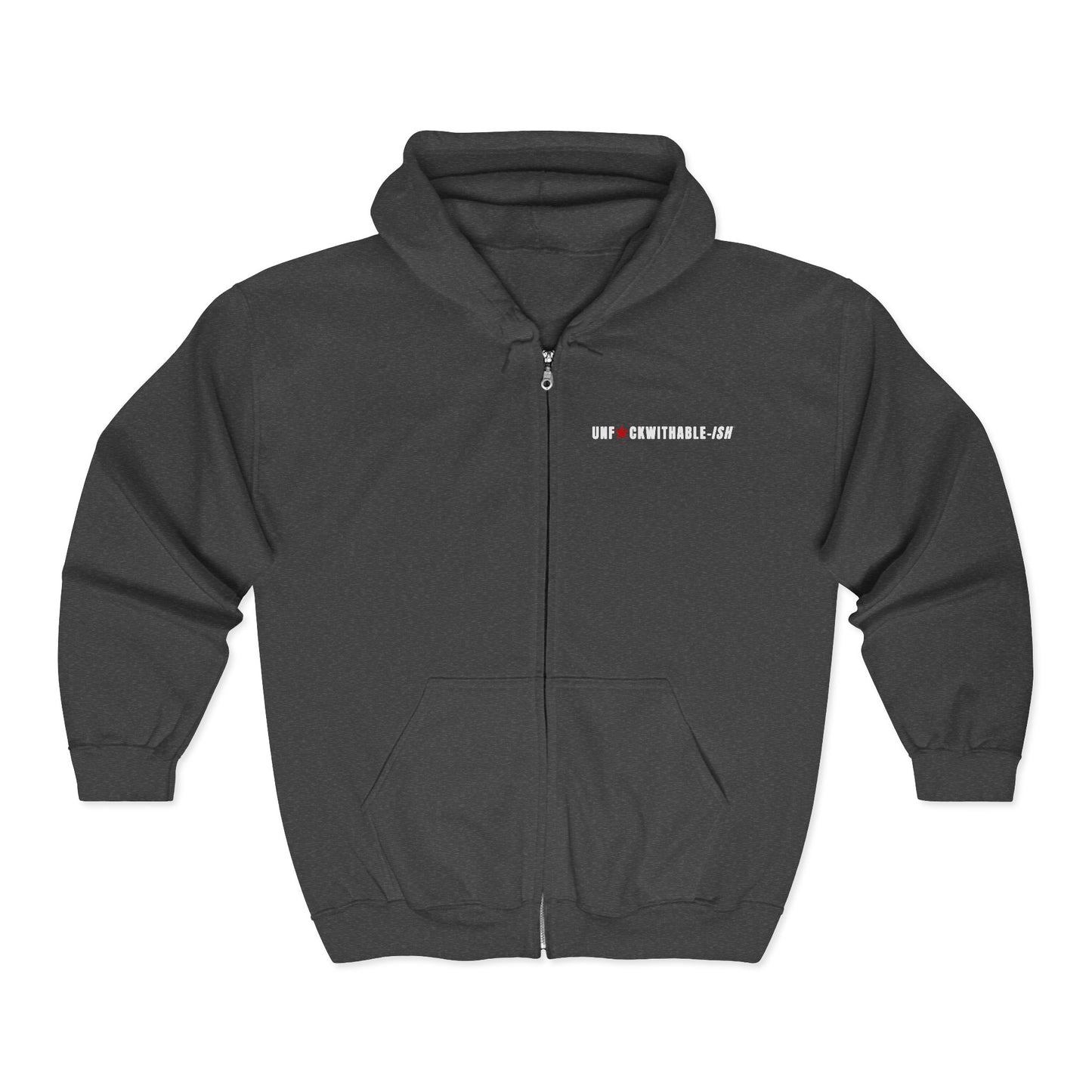UNF★CKWITHABLE-ISH™ Men’s Medium-Weight Zip-Up Hoodie, White/Red Star