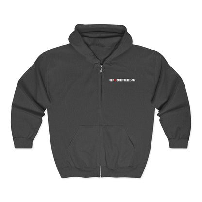 UNF★CKWITHABLE-ISH™ Men’s Medium-Weight Zip-Up Hoodie, White/Red Star