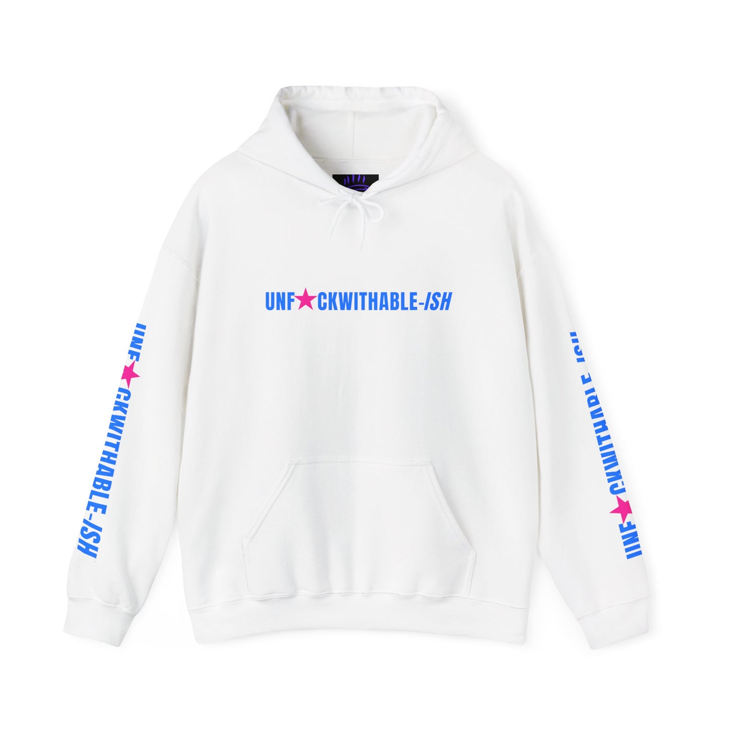 UNF★CKWITHABLE-ISH™ Unisex Hoodie, Graphic Sleeves Hot Pink/Electric Blue Edition