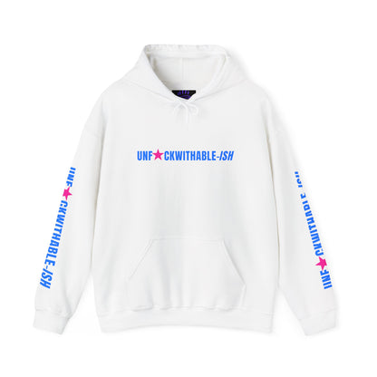UNF★CKWITHABLE-ISH™ Unisex Hoodie, Graphic Sleeves Hot Pink/Electric Blue Edition