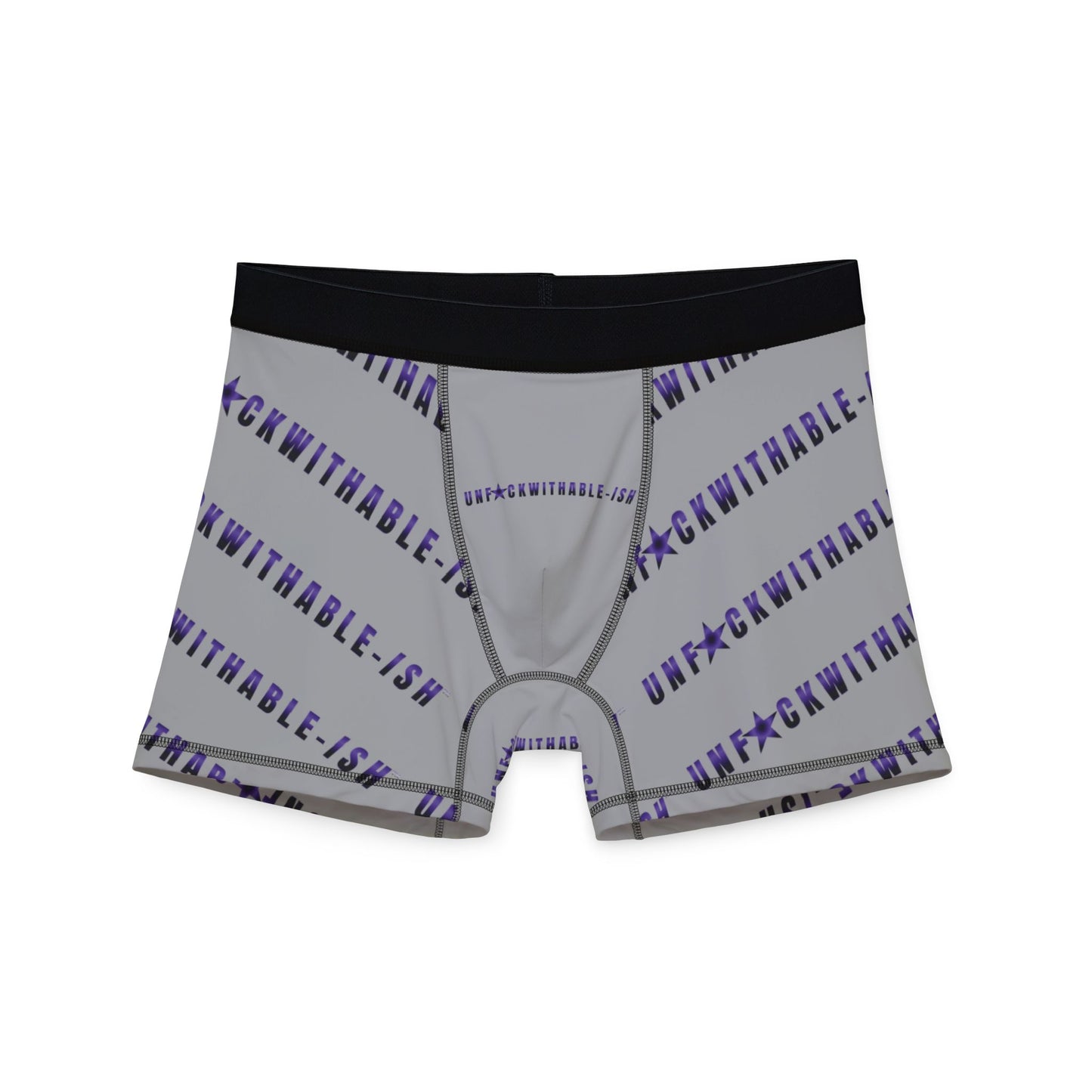 UNF★CKWITHABLE-ISH™ Boxer Briefs – Gray with Purple Star, Chaos Meets Clarity