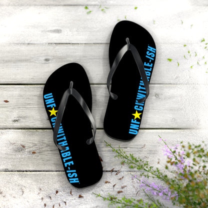 UNF★CKWITHABLE-ISH™ Flip Flops, BlackTeal/Yellow Star