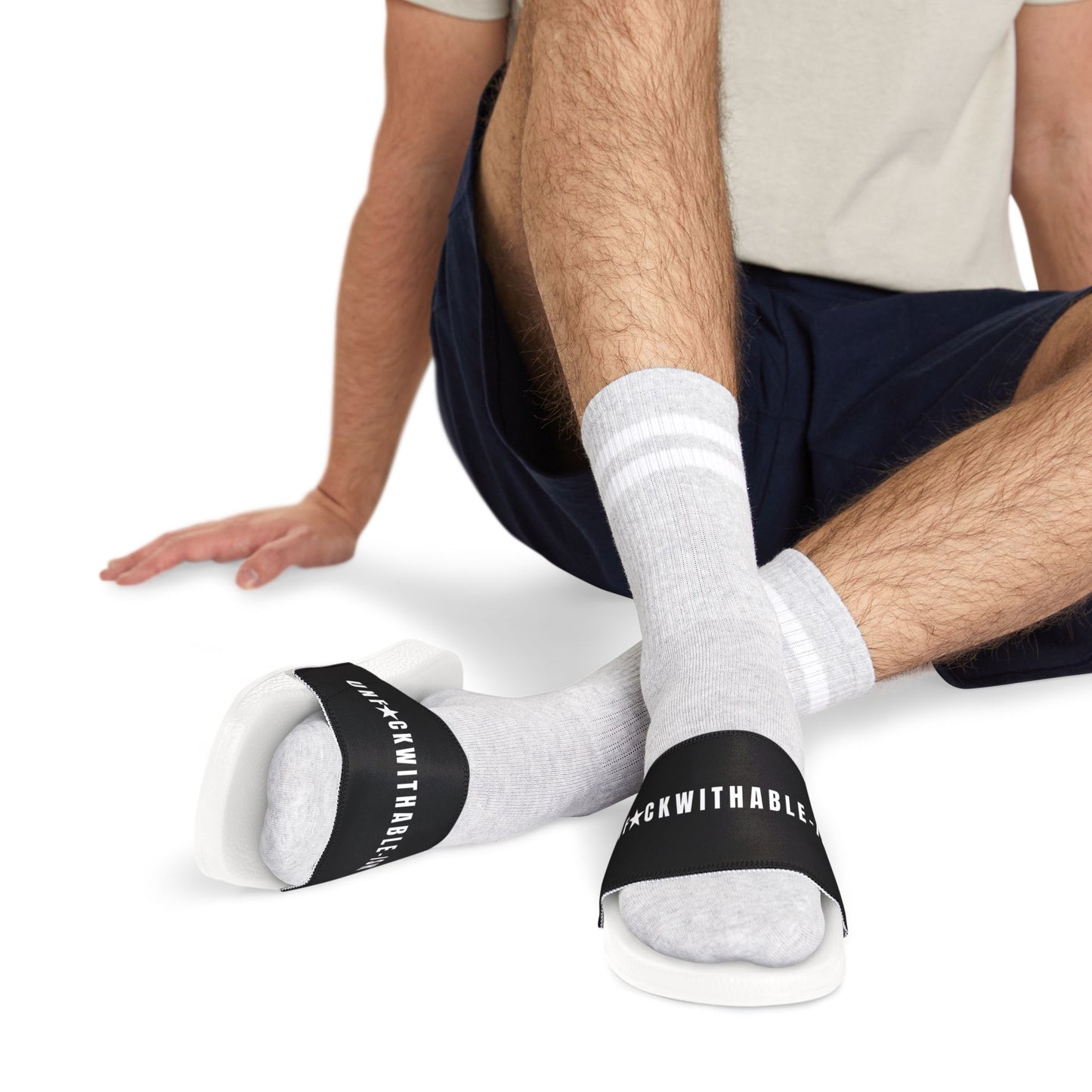 UNF★CKWITHABLE-ISH™ Men's Removable Strap Slide Sandals Black, White/White Star