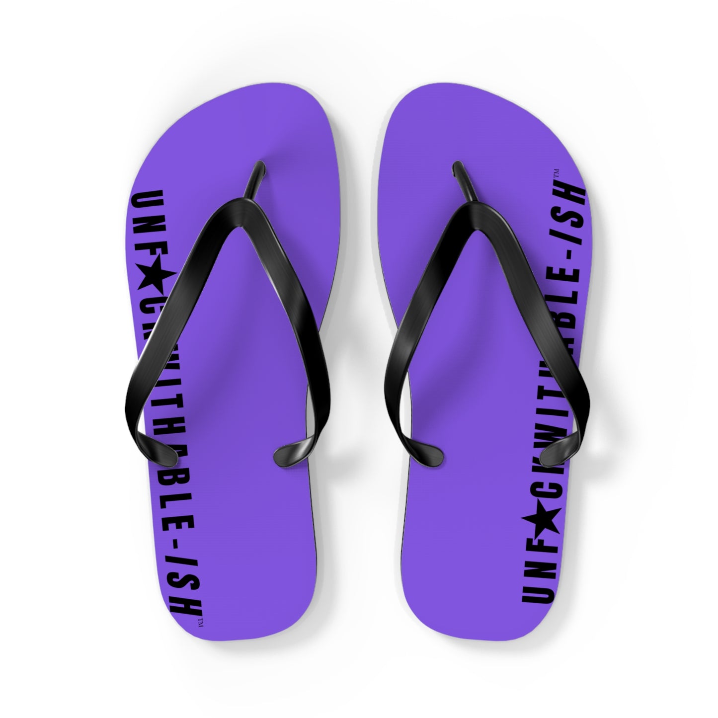 UNF★CKWITHABLE-ISH™ Flip Flops Purple, Black Star