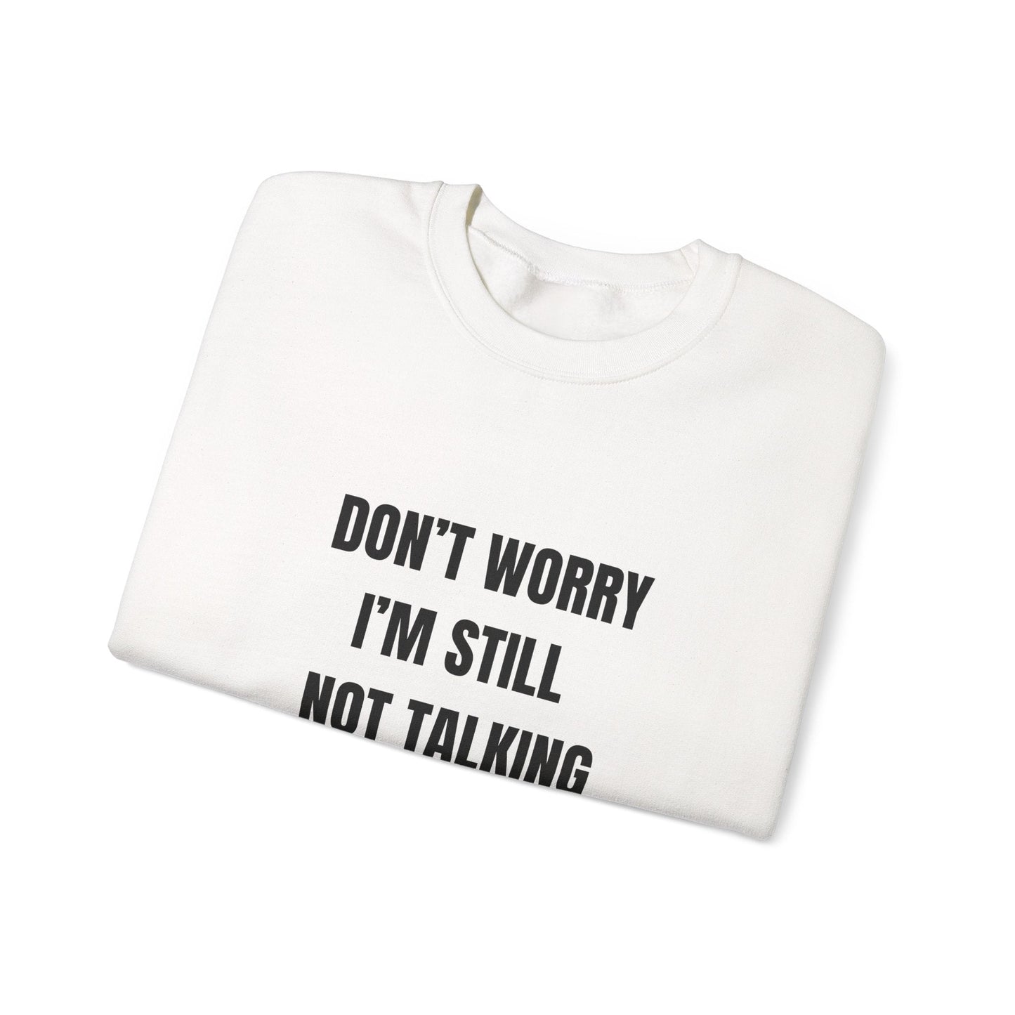 Funny Crewneck Sweatshirt, Don't Worry I'm Still Not Talking About You Printify