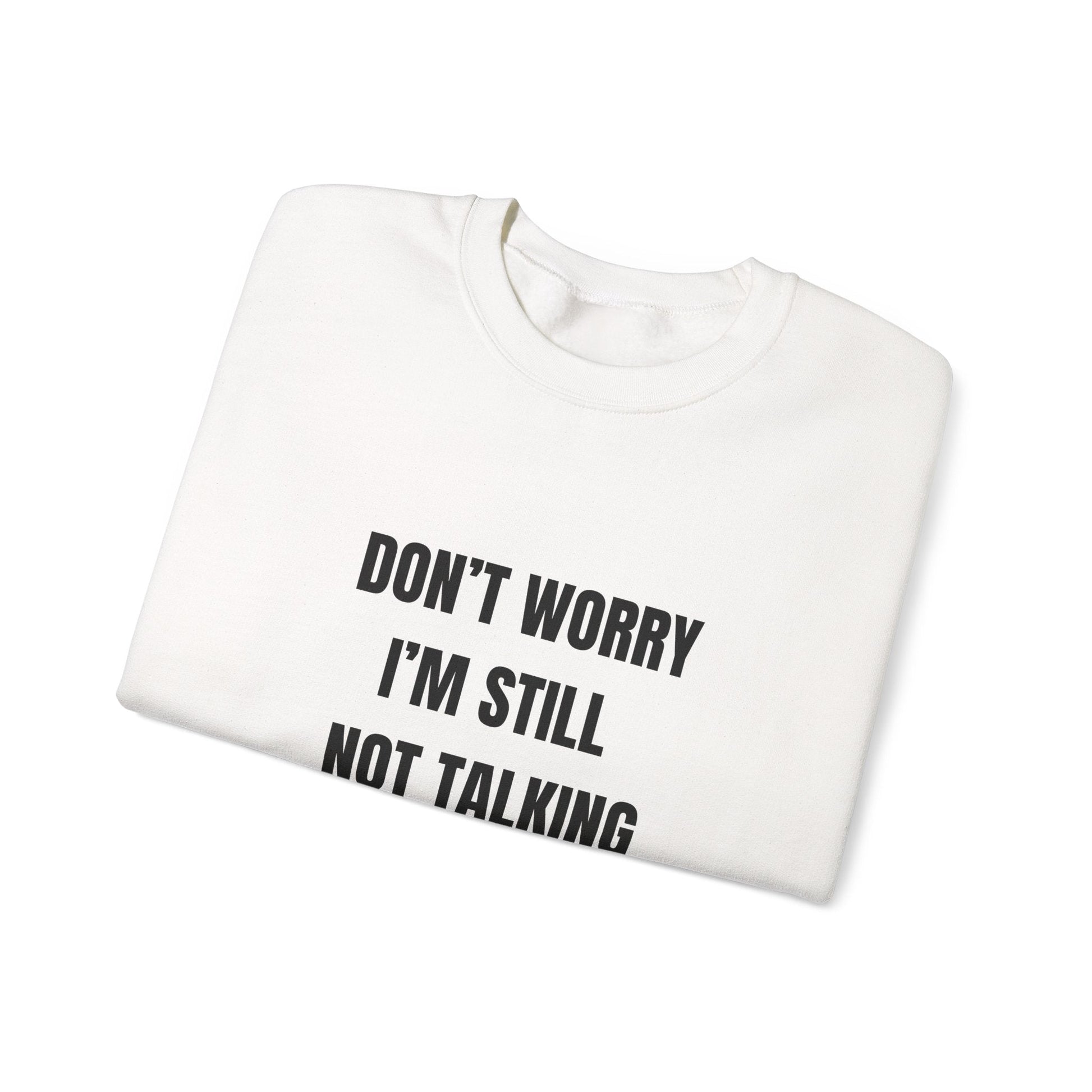 Funny Crewneck Sweatshirt, Don't Worry I'm Still Not Talking About You Printify