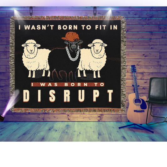 Black Sheep Oversized Woven Blanket 80" x 60" - Born to Disrupt