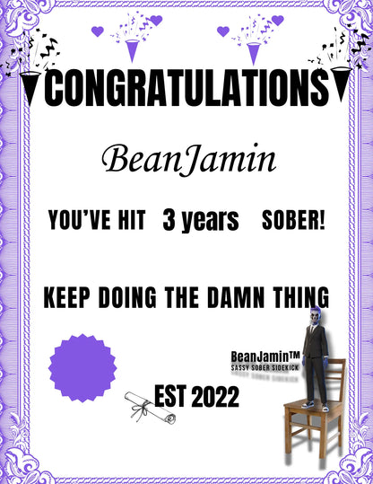 FREE download - Customizable Sexy Sobriety Certificate The Bean Grind