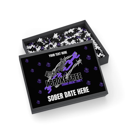 I Broke Free – Custom Jigsaw Puzzle, Sober Date 💜 LIMITED EDITION Printify