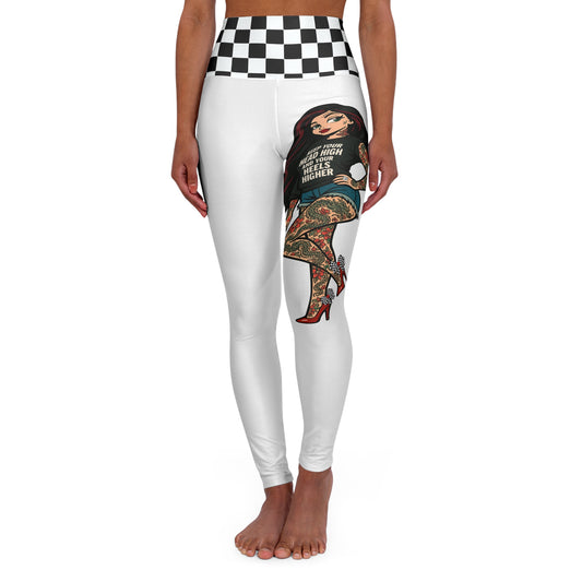 Rebel Tattoo Babe High-Waisted Leggings, Keep Your Head High, Heels Higher