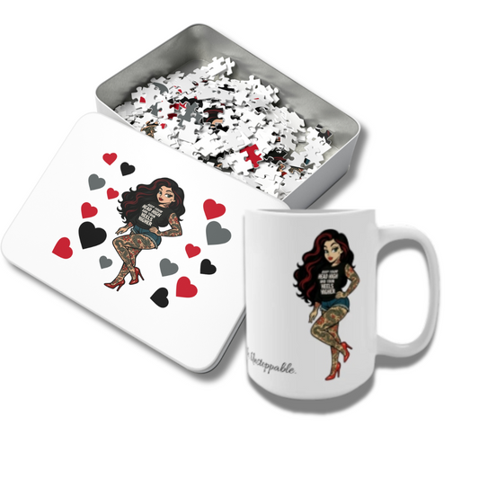 Tattooed & Unbothered Sobriety Bundle – Mug + Jigsaw Puzzle